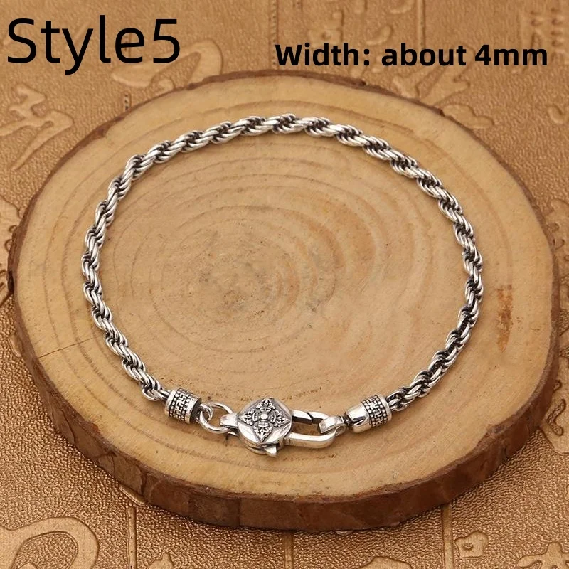 Factory Price 925 Sterling silver handwoven bracelet men's and women's vintage fashion twine high sense jewelry party gifts