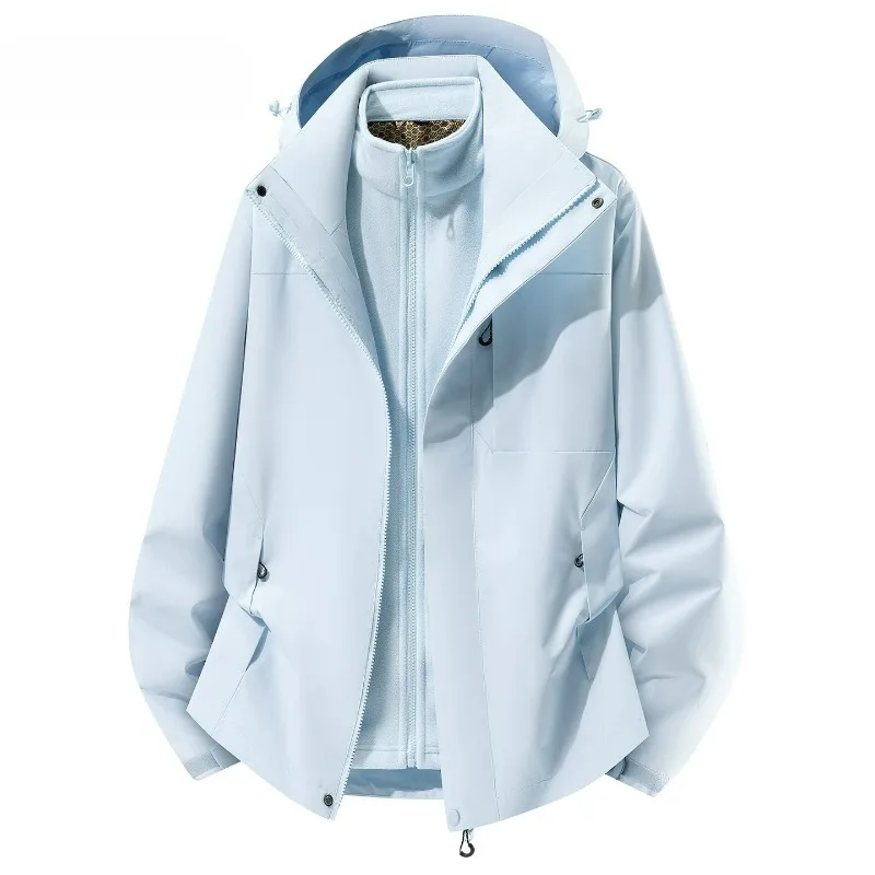 New Autumn Winter Three-in-one Men's Women's Windproof Waterproof Graphene Detachable Fleece Inner Liner Fashion Simple Jacket