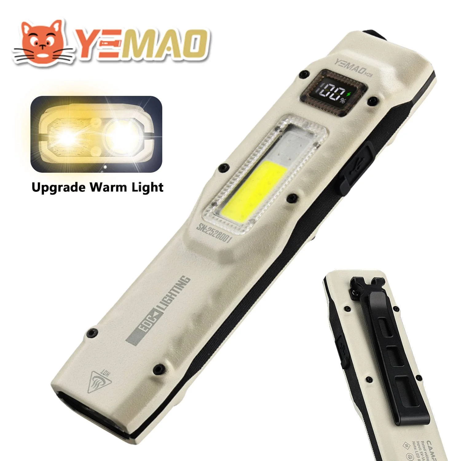 

YEMAO M28 Multifunctional Rechargeable Tactical EDC Flashlight Portable Waterproof outdoor Torch For Camping Hunting Fishing