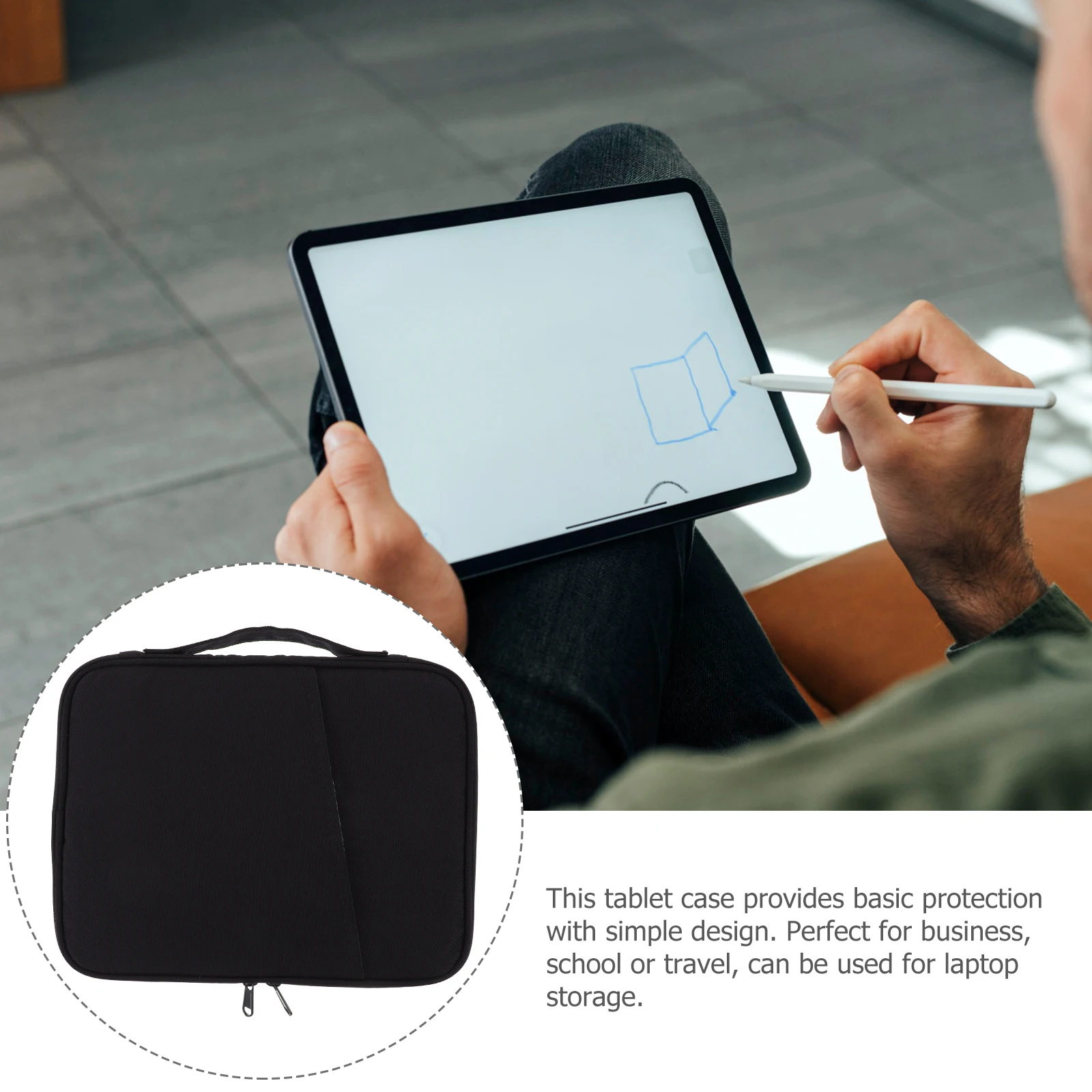 

Tablet Carrying Bag with Handle Portable Case for Laptop and Tablet Scratch Resistant Organizer for on The Go Use