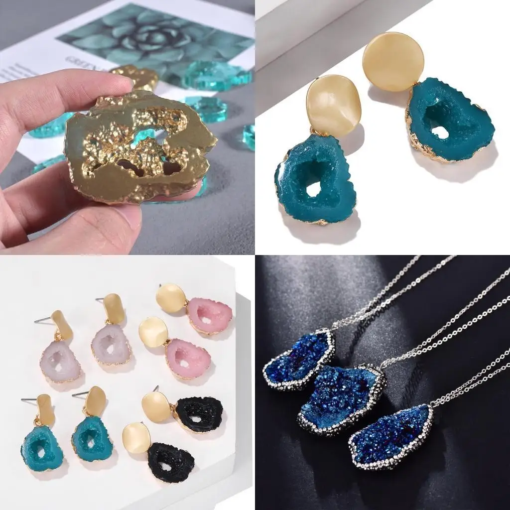 

J78F Irregular Crystal Stone Ornaments UV Crystal Epoxy Mold Necklace Earrings Pendant Resin Silicone Mould DIY Crafts Jewelry