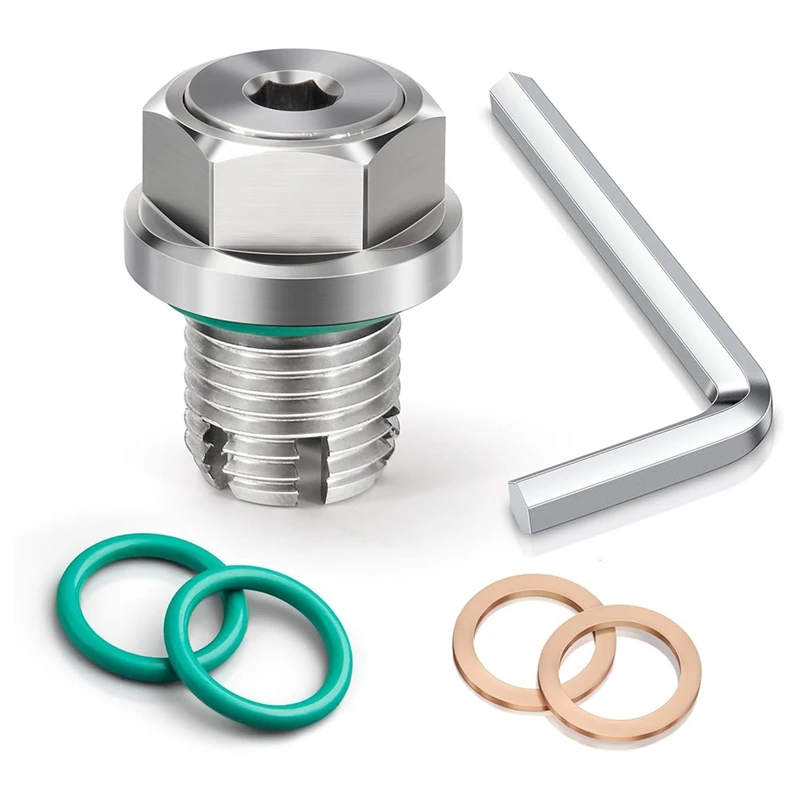 

A93G M14.1-1.5 X 15Mm Oversize Piggyback Oil Drain Plug, Stainless Steel Self Tapping Oil Pan Thread Repair Kit