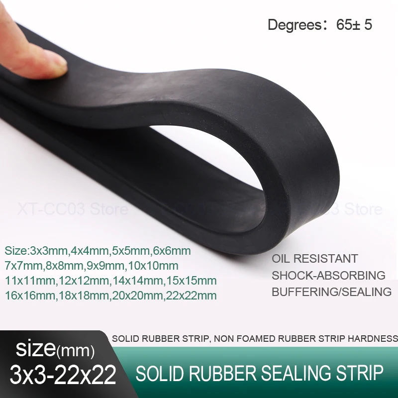 1/2/5Meter Black Solid Rubber Strip Flat NBR Sealing shock-absorbing Strip For Marine Seal Oil Resistant 3x3mm 4x4mm~22x22mm