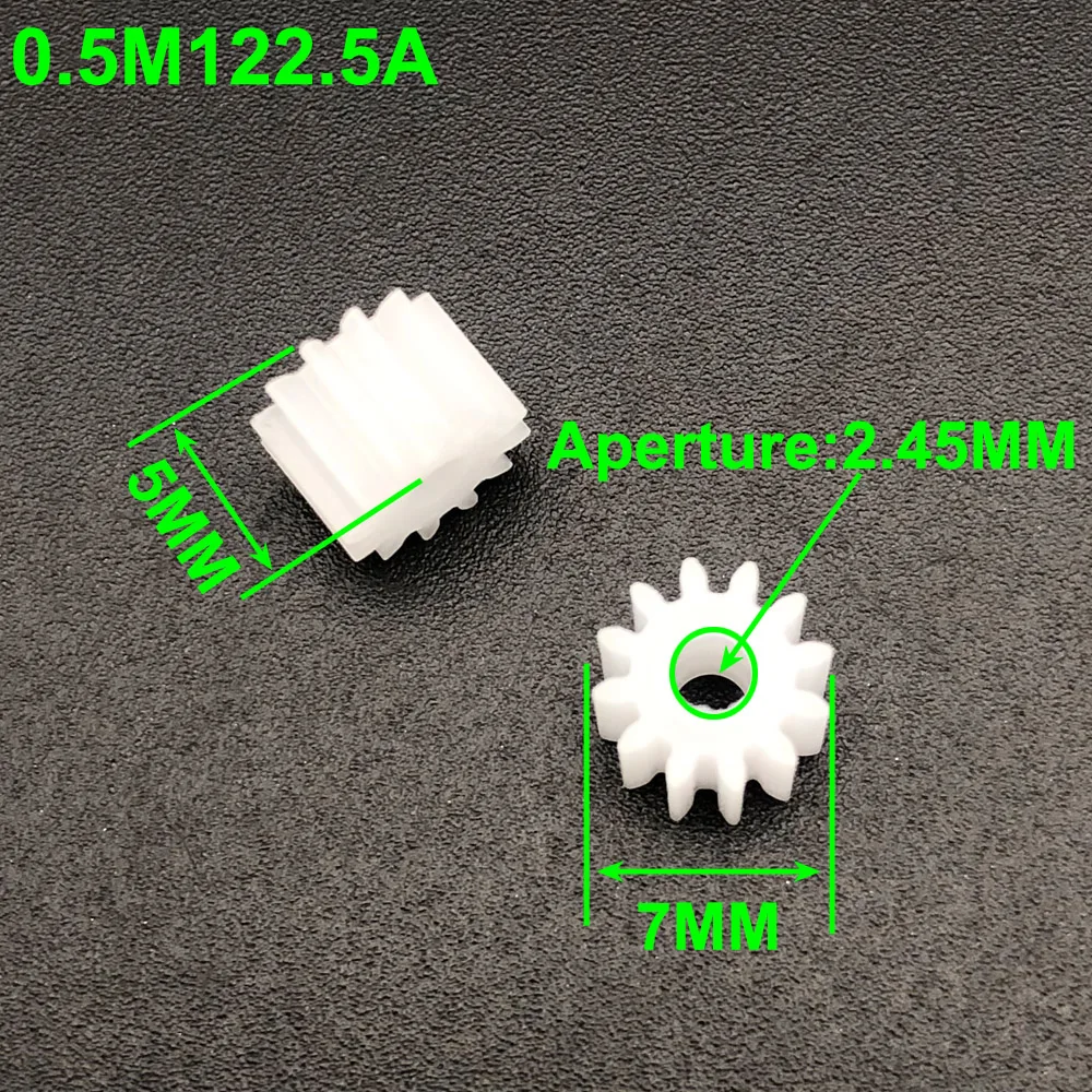 100PCS 0.5 Modulus Plastic Spur Gear 12 Teeth 12T 2.5A 122.5A 7MM Diameter × 5MM Height 2.45MM Aperture 2.5MM Tight Distribution