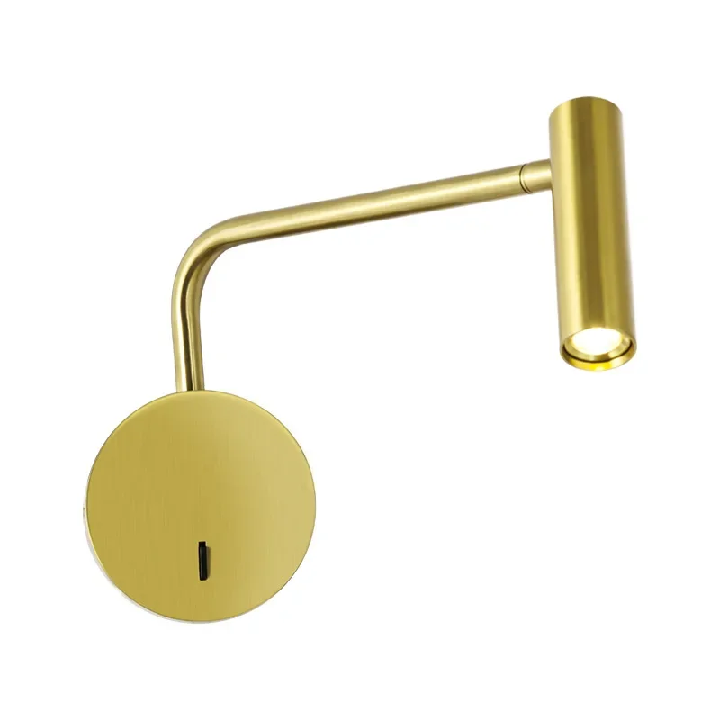 Bedroom Gold Minimalist Rocker LED Bedside Lamp Designer Hotel Bedside Surface Mounted Reading Wall Lamp