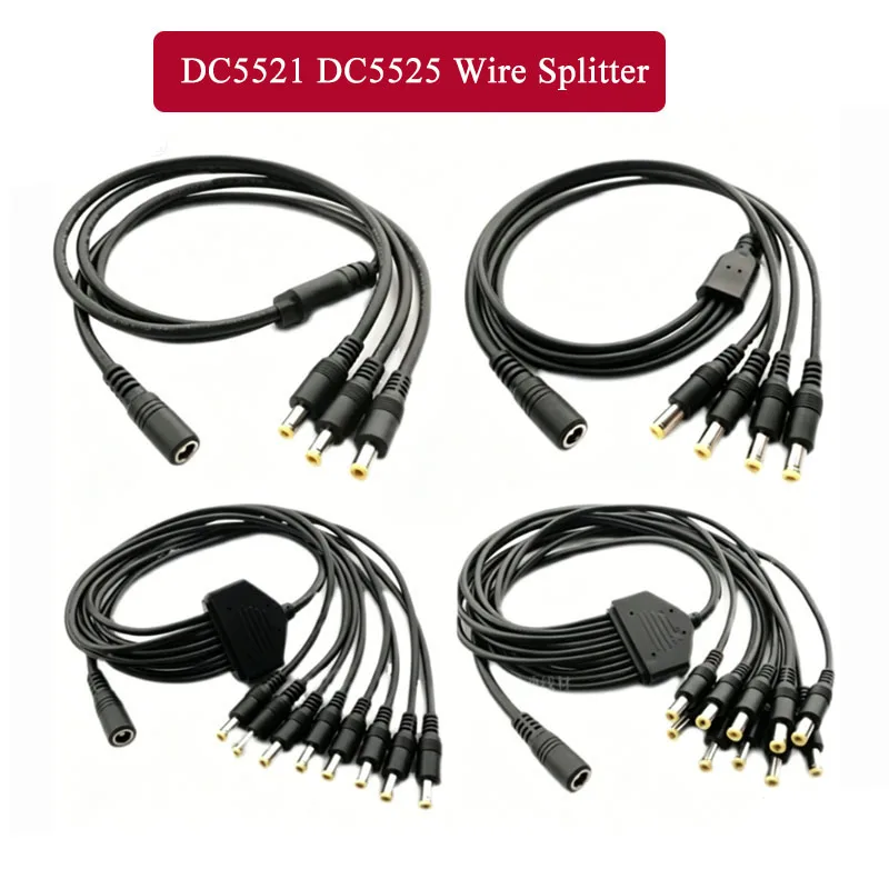 DC5521 DC5525 Wire Splitter All Copper 0.75 Square DC5.5 * 2.5 Power Line 1 to 2/3/4/5 Centralized Power Adapter Cable 19V 24V