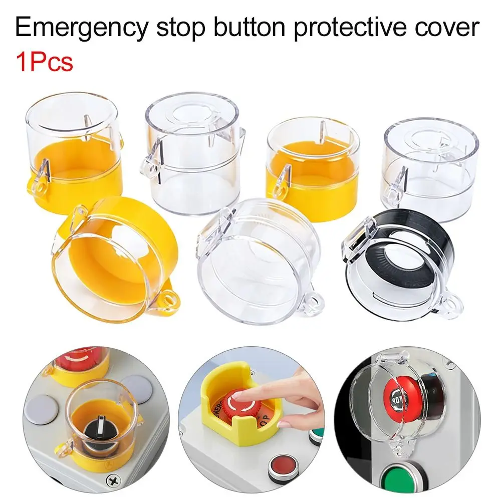 1Pcs 16/22/25/30/42mm Emergency Stop Button Cover Dustproof Transparent Flip Cover Elevator Emergency Stop Cover Lockhole Design