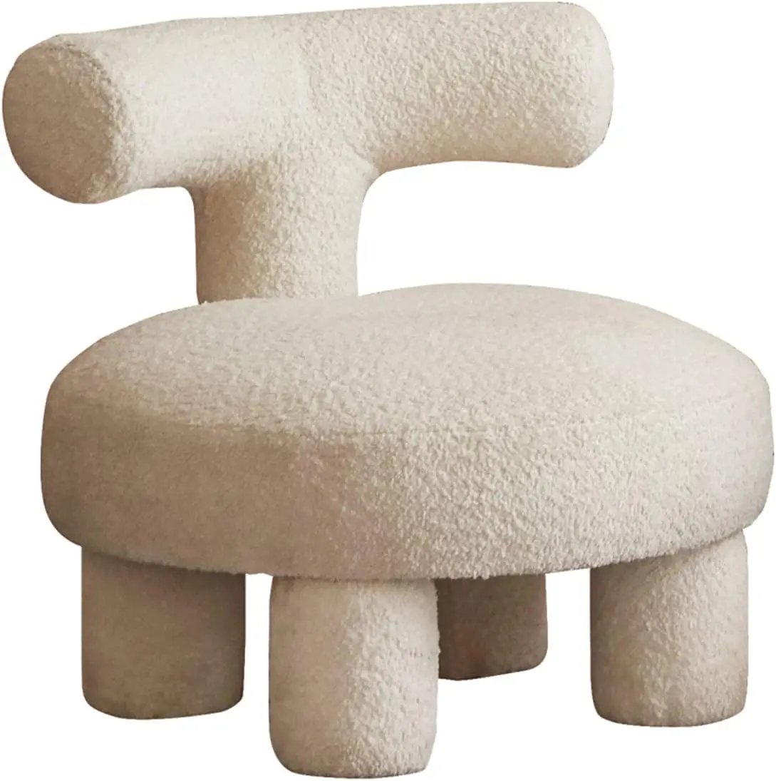 

Kids Chair, Faux-Lamb'S Wool Chair With T-Shaped Ba Design, Ottoman Foot Rest With Larch Wood Frame And High Density Sponge