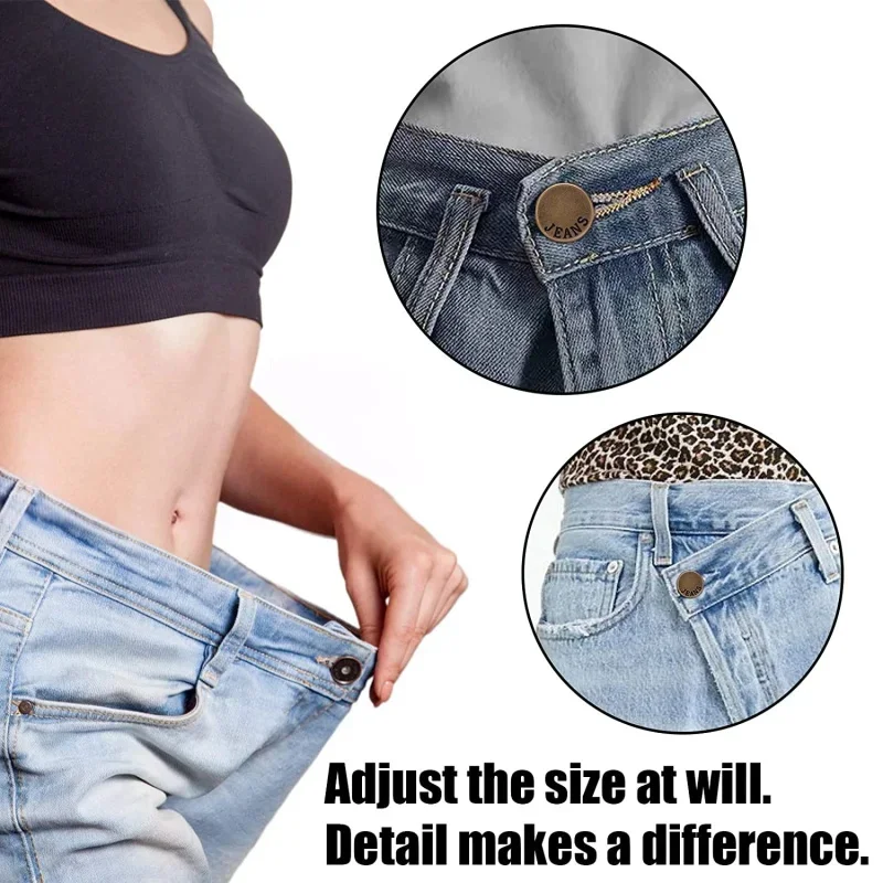 10Pcs Detachable Metal Buttons Nail Free Snap Fastener Jeans Retractable Buckles Pants Pin Alloy Button Perfect Fit Reduce Wais