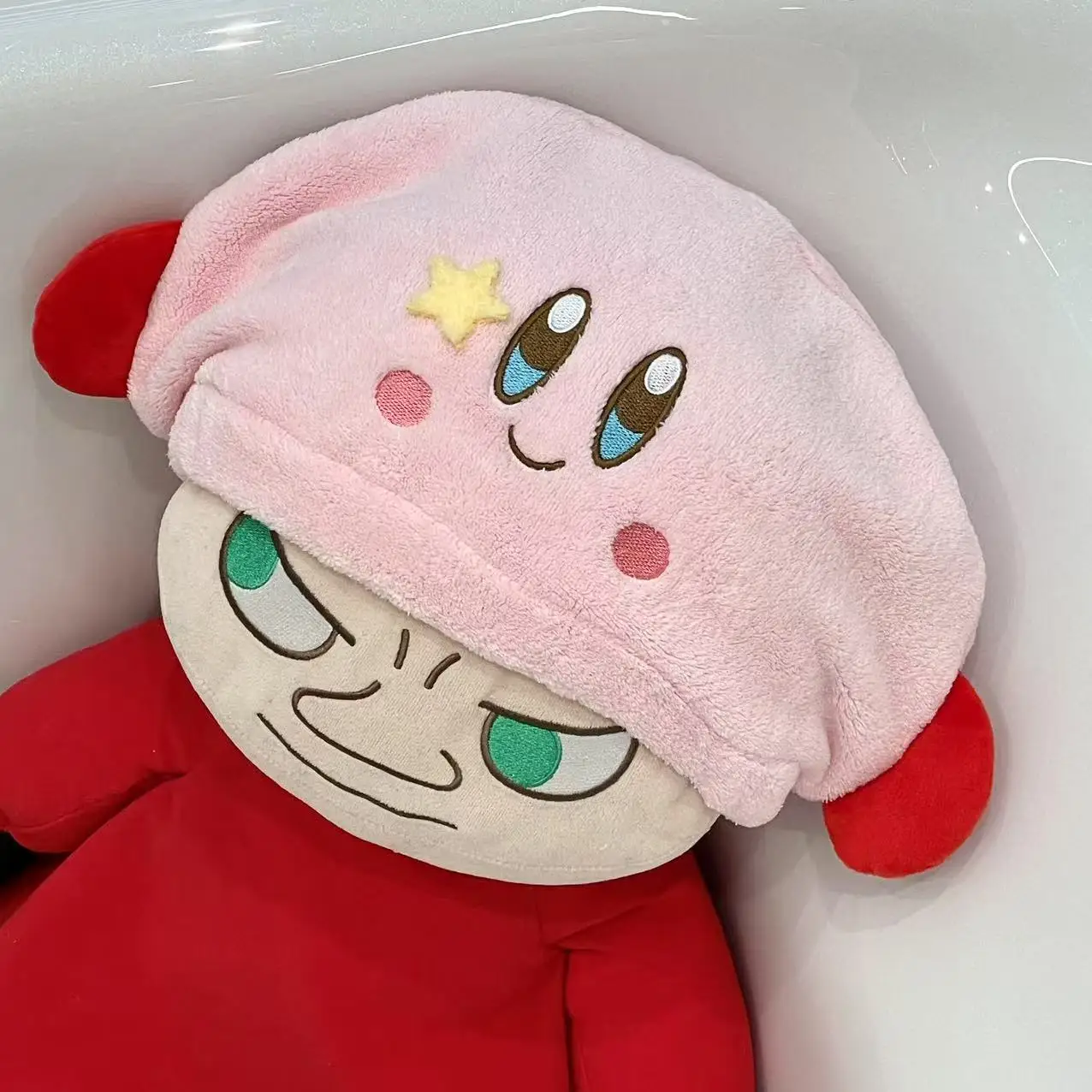 Cartoon Kirby Thickened Absorbent Dry Hair Cap Girl Kawaii Quick-drying Bathing Shower Cap Coral Velvet Hair Towel