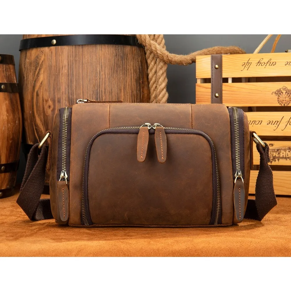 

Hot-selling Horizontal Fashion Premium Leather Messenger Versatile Simple Collection Men's High Sense Largecapacity Firstcowhide