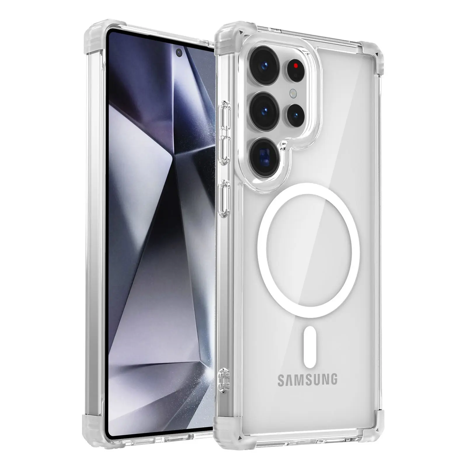 case for Samsung S26 S25 S24 S23 plus ultra Transparent magnetic full coverage anti fall protective cover Wireless Charging