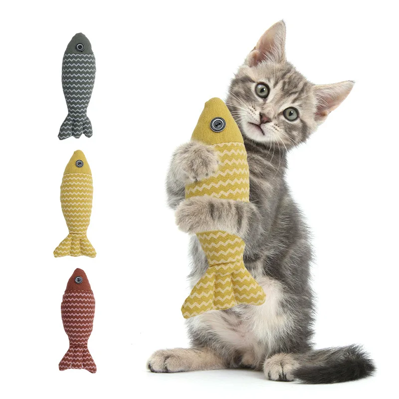 

Interactive Simulation Fish Plush Cat Toys Teeth Grinding Catnip Self-enjoyment Cotton-blend Cat Chew Toys Kitten Supplies