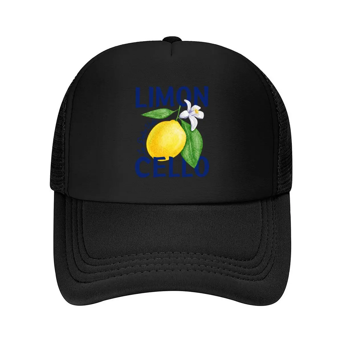 LIMON La Dolce Vita Lemon Floral Illustration Mesh Baseball Cap Hip Hop