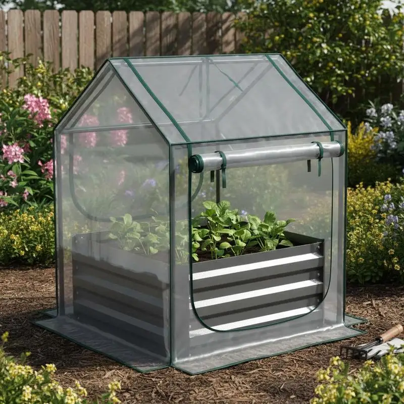 61 x 61cm Garden Planter Bed, with Cover - Grey