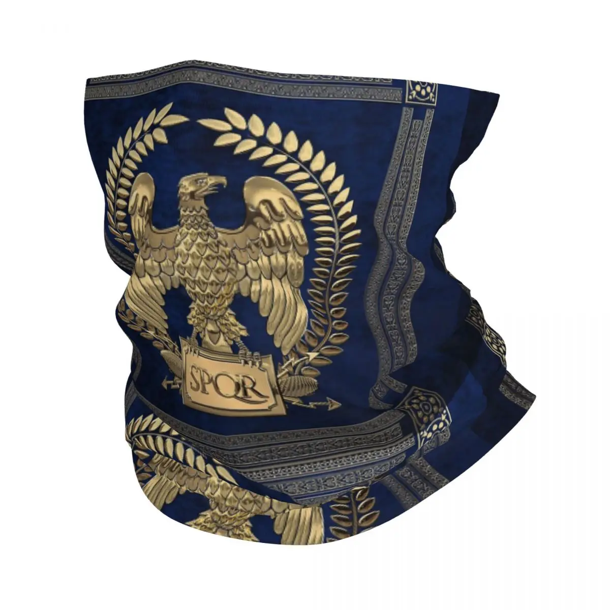 Roman Empire Gold Imperial Eagle Bandana Neck Gaiter Printed SPQR Face Scarf Multifunctional Headband Hiking for Men Women Adult