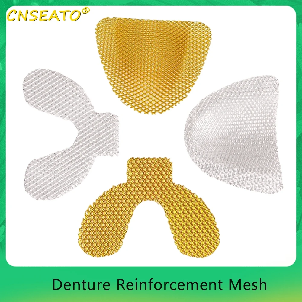 

20Pcs Denture Reinforcement Mesh Dental Metal Impression Net Tray Strengthen Upper Lower Teeth Silver Golden Dentistry Material