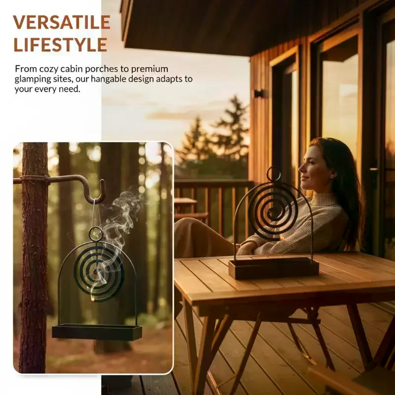 Nordic Iron Mosquito Coil Tray Holder Spiral Shape Ashcatcher Summer Bug Repellent for Office and Home