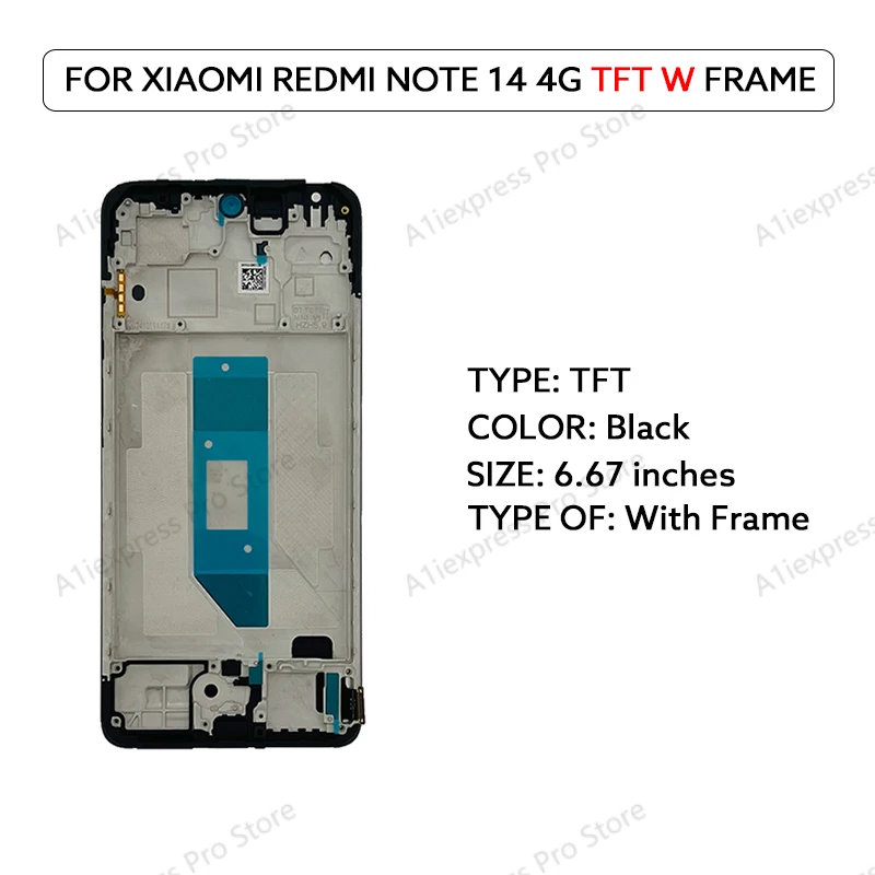 AMOLED LCD Voor Xiaomi Redmi Note 14 4G 24117RN76G 24117RN76O 24117RN76E Lcd Touch Screen Digitizer Vergadering LCD onderdelen