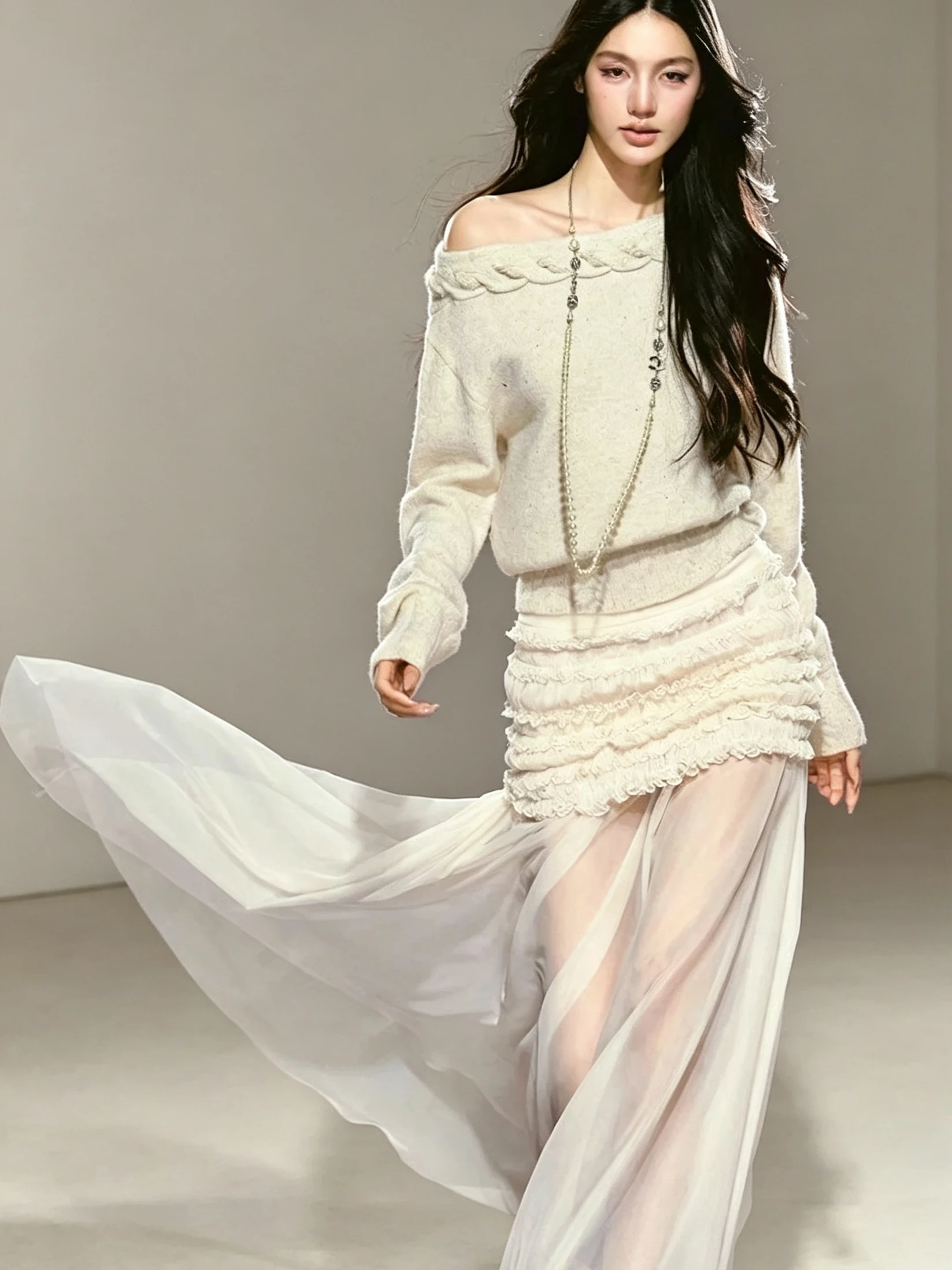 Sexy Three-Color Mesh Half Skirt High Waist Beach Vacation Women's Style Slimming Versatile Long Skirt Korean Version A-Line ...