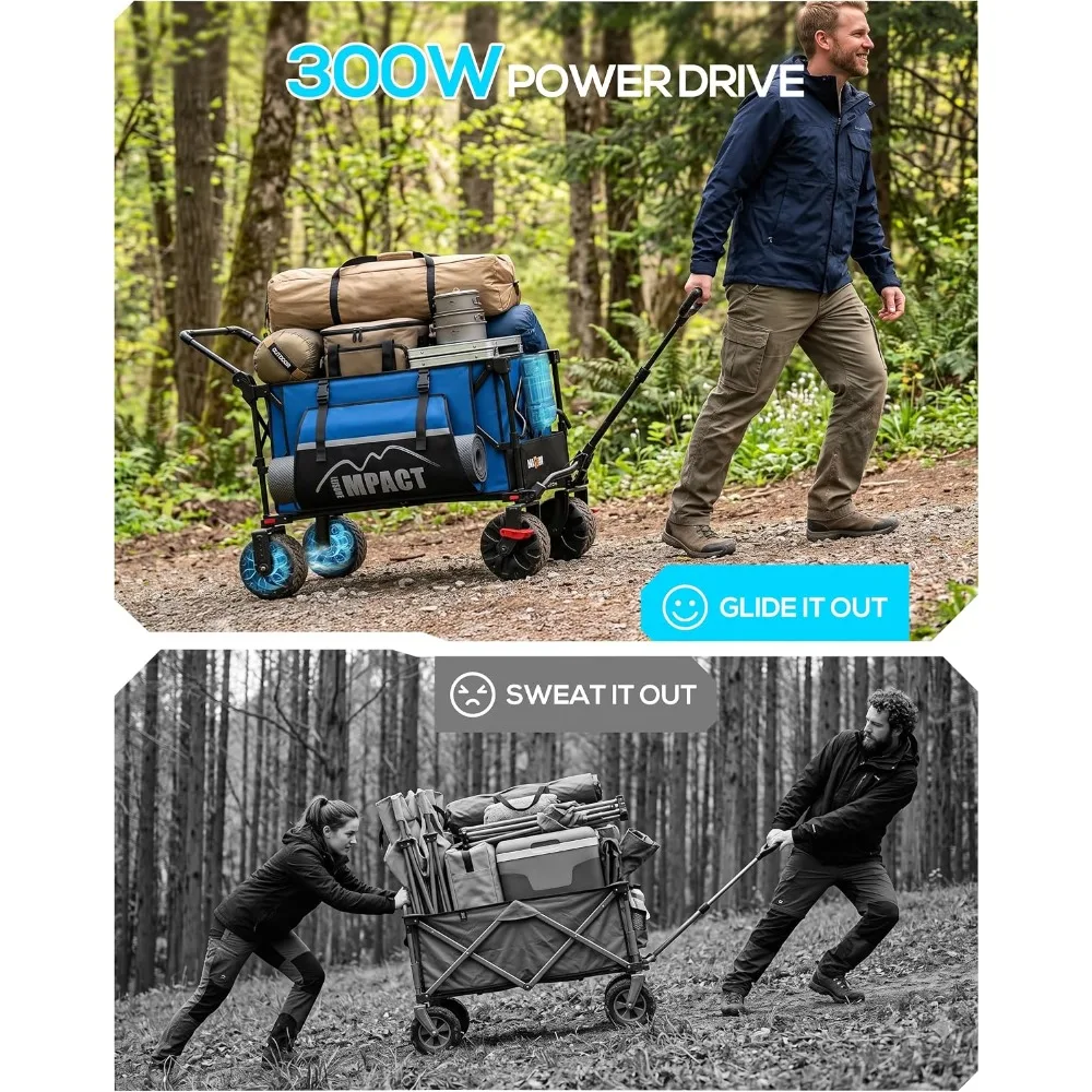 Push & Pull Electric Wagon Cart Foldable with 24,000mAh Removable Battery