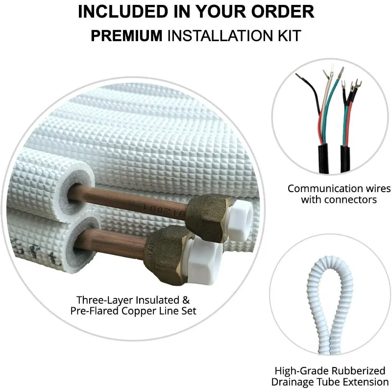 Alpic-sistema de calefacción con bomba de calor, minisistema de CA dividida sin conductos, 9.000 BTU, 110/120V, incluye Kit de instalación de 16 pies