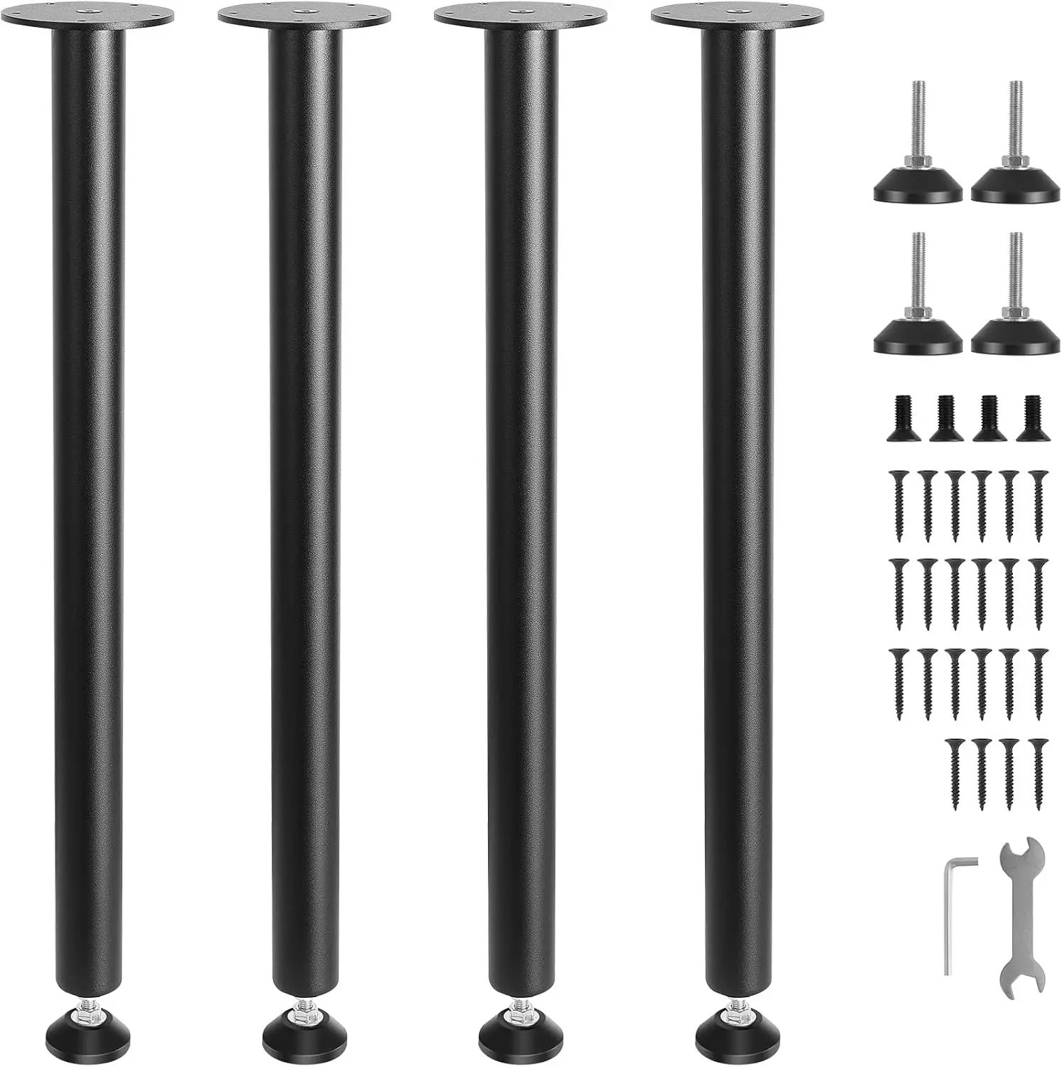 

28" Adjustable Desk Legs Set of 4 for Heavy Duty Office Table, Reinforced Steel with 1200 lbs Load Capacity, Quick Installation
