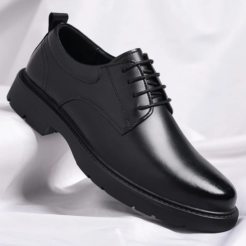 Men's leather shoes business formal wear, casual leather shoes soft-soled lace-up comfortable dress shoes wedding groom shoes