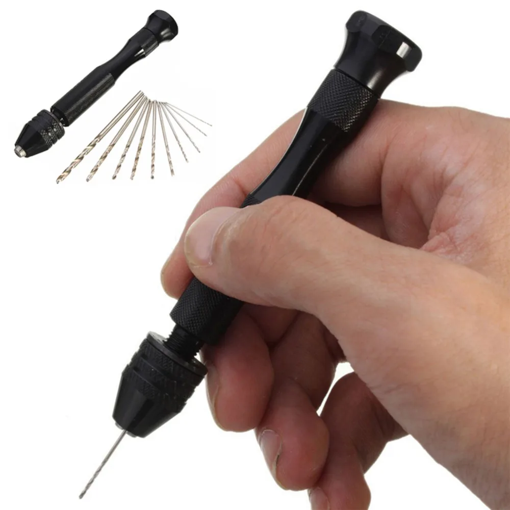 Mini Hand Drill Reamer Chuck Clamp 0.3-4.0mm Jewelry Craft Hand Pin Hole Drill Jewelers Burs Wood Drilling Set