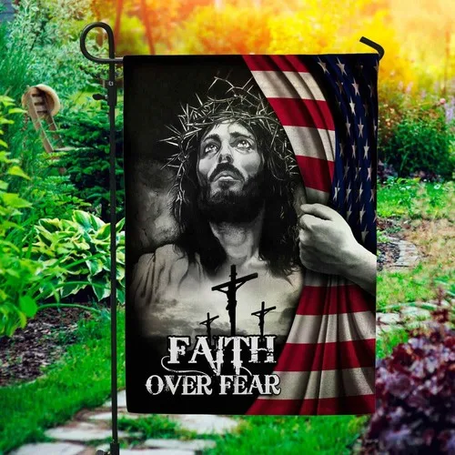 Faith Over Fear Jesus Christian Cross American Flag Graden Flag XXH LLP LLX uui