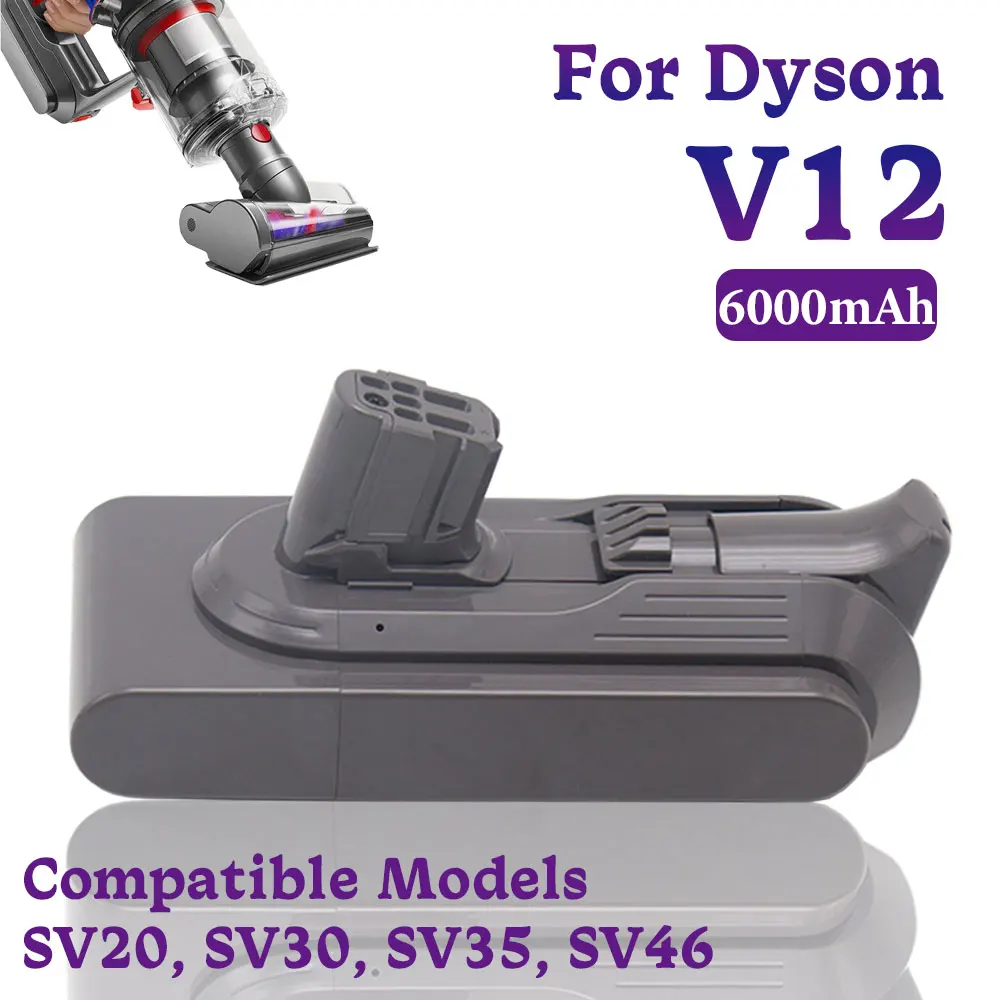 Newest 25.2V 6000mAh Battery for Dyson V12 Detect Slim Serise Cordless Vacuum Cleaner Compatible  Models SV20, SV30, SV35, SV46