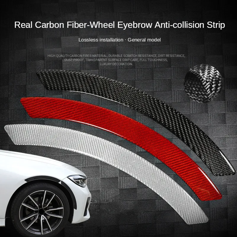 

4PCS Real Carbon Fiber Tire Wheel Arch Stickers and Decals Car Fender Body Anti-scratch Decoration Protective Strip Car Sticker