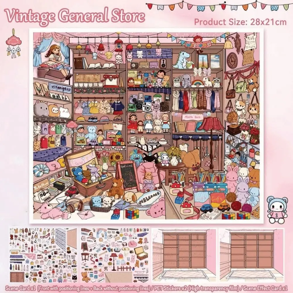 3D Grocery Store Sticker PET 2 Themes 3D Landscape Sticker Snack World Removable Miniature Landscapes Stickers Collection