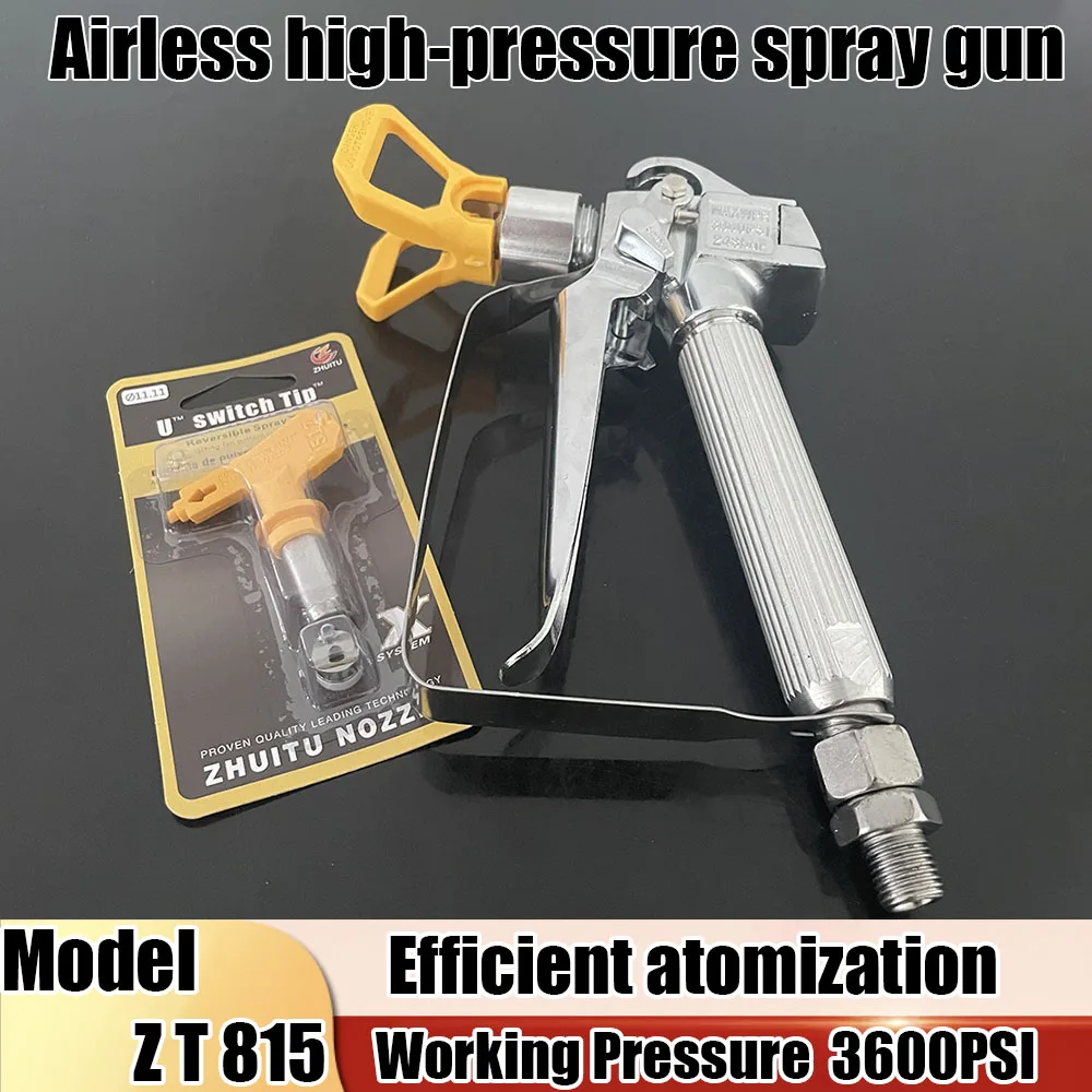 

High Pressure Airless Spray Gun, Equipped With 517 Nozzles, 1/4BSP Pressure 3600PSI, Suitable For Spraying Machines or Hoses