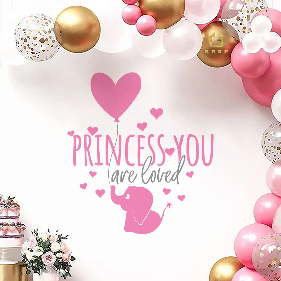 أنت محبوب ملصقات الحائط، بالونات الفيل، عبارات الحب للشفاء، ملصقات ديكور ذاتية اللصق لغرفة النوم