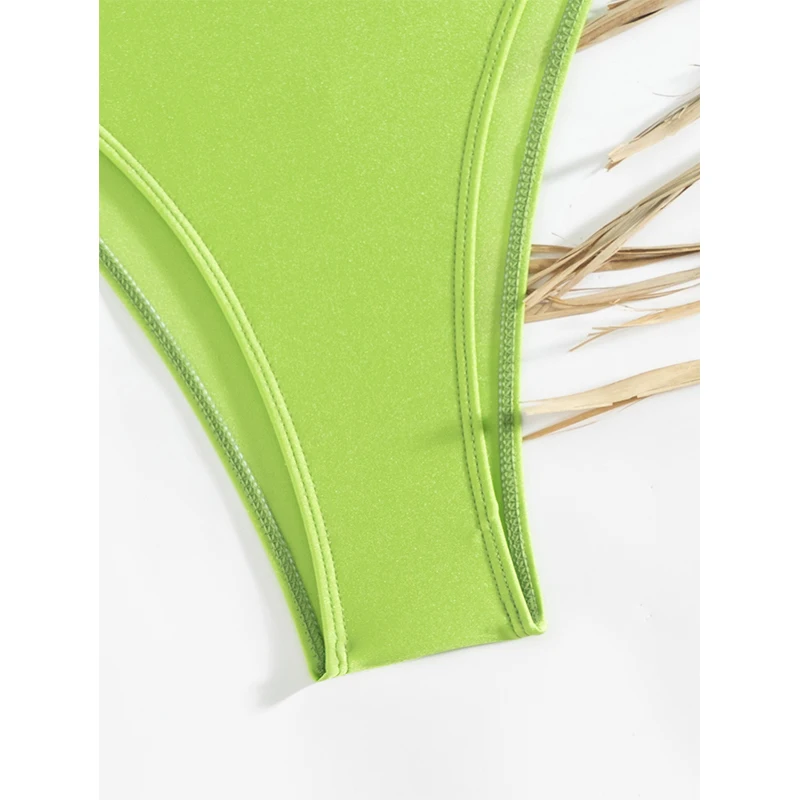 FASKOB costume da bagno bikini sexy monospalla tinta unita costume intero femminile 2024 costume da bagno estivo da spiaggia