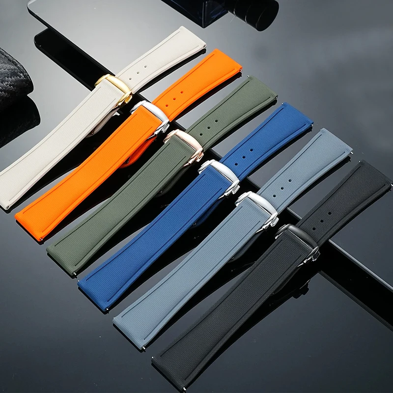 

High Quality Woven pattern Sports Deployant For Omega Seamaster Watch Band 20mm 21mm 22mm FKM Rubber for Rolex Watch Strap