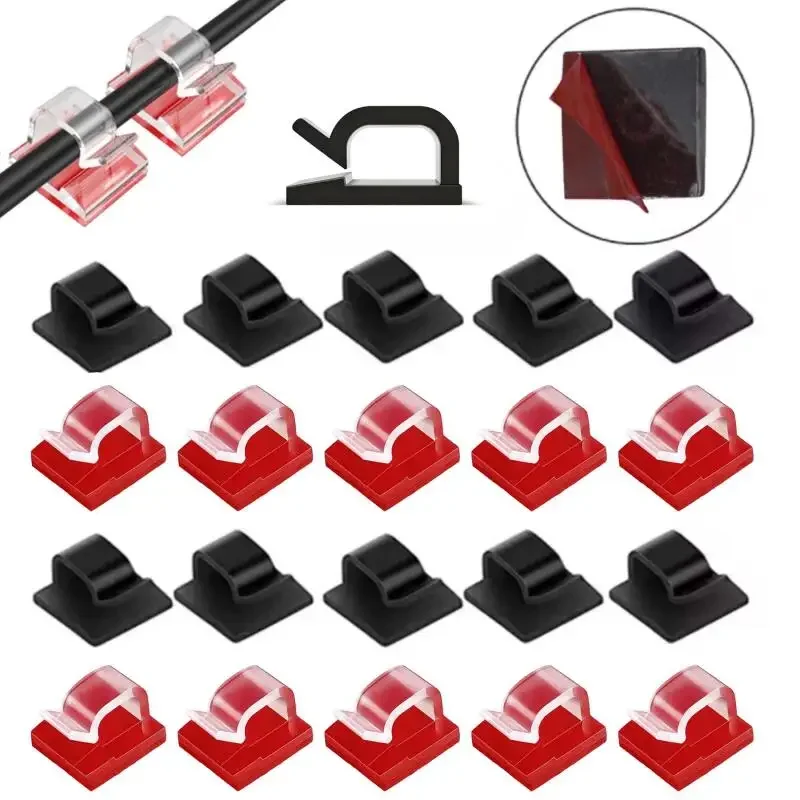 Self-Adhesive Cable Clips, Cord Organizer for Home Office Car, Wire Management Holder for Earphone Mouse Charger Data Cable