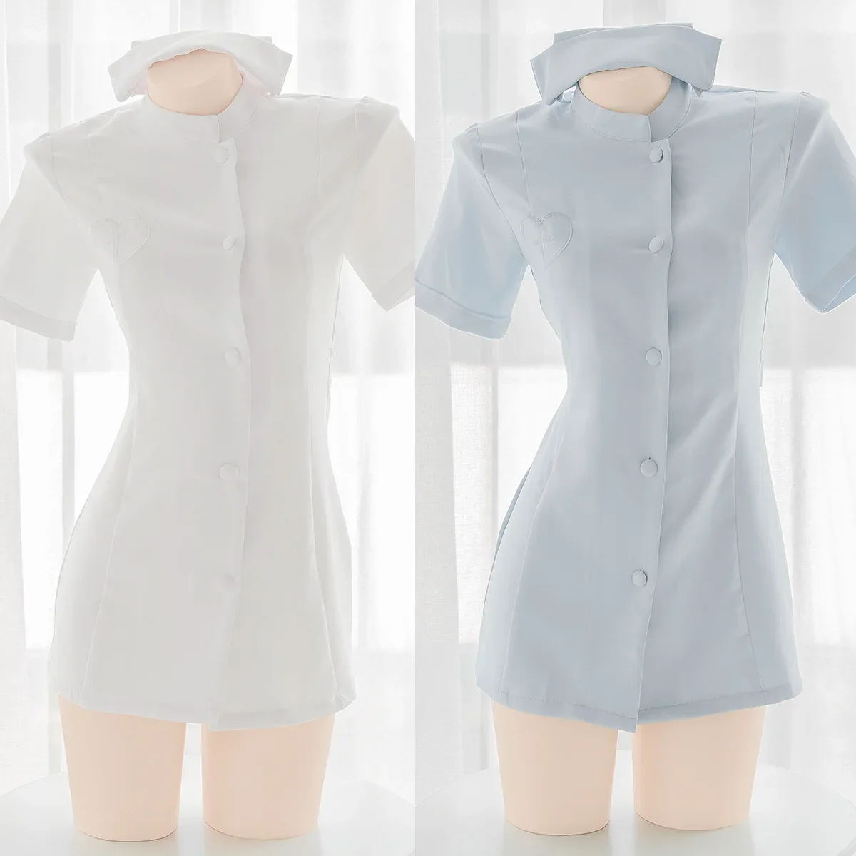 

Anime Movie Sexy Nurse Suit Uniform Cosplay Womens Lolita Girls Costumes Short Sleeve Dress&Hat Set Halloween Cos Party Gift Bag