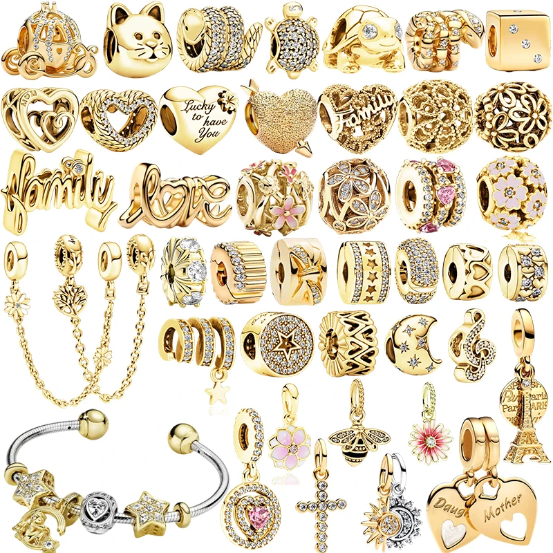 

Новые оригинальные золотистые подвески-шармы в виде Эйфелевой башни, железного банта, сердца, солнца и луны, бусины для самостоятельного изготовления женских украшений, подарок, бусины для браслетов