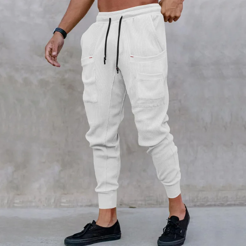 Men's Drawstring Pants Joggers Sports Pants Casual Loose Outdoor Gym Sportswear Solid Color Retro Men's Pants Gym Sport Trousers