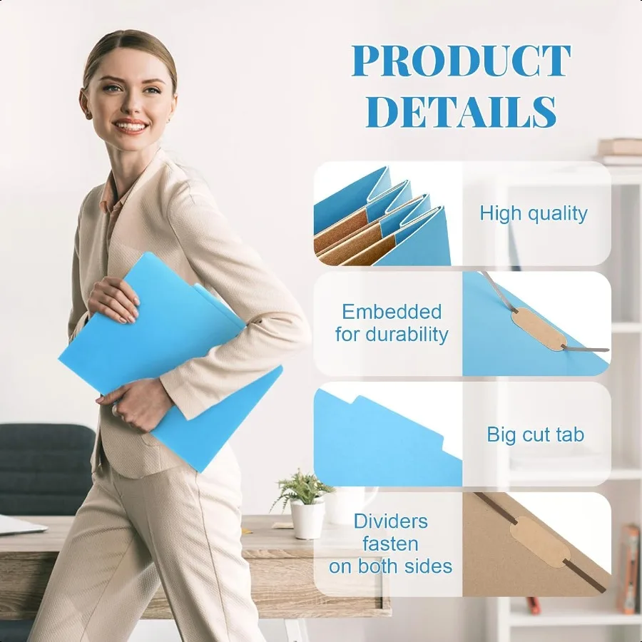 12 قطعة من مجلدات تصنيف Prboard مع 3 فواصل جيب 2 بوصة توسيع شديدة التحمل 2 شوكات قفل مجلد ملفات الموظف f