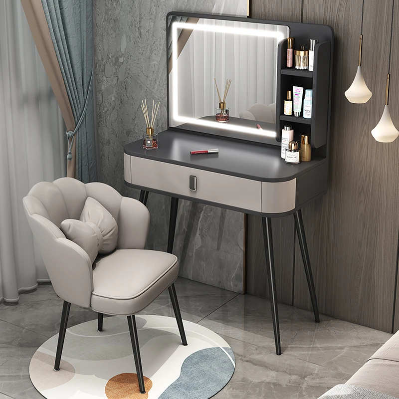 Mesa de maquillaje con espejo con joyero, tocador de maquillaje negro, inodoro de maquillaje barato, muebles para el hogar, muebles de dormitorio para habitación