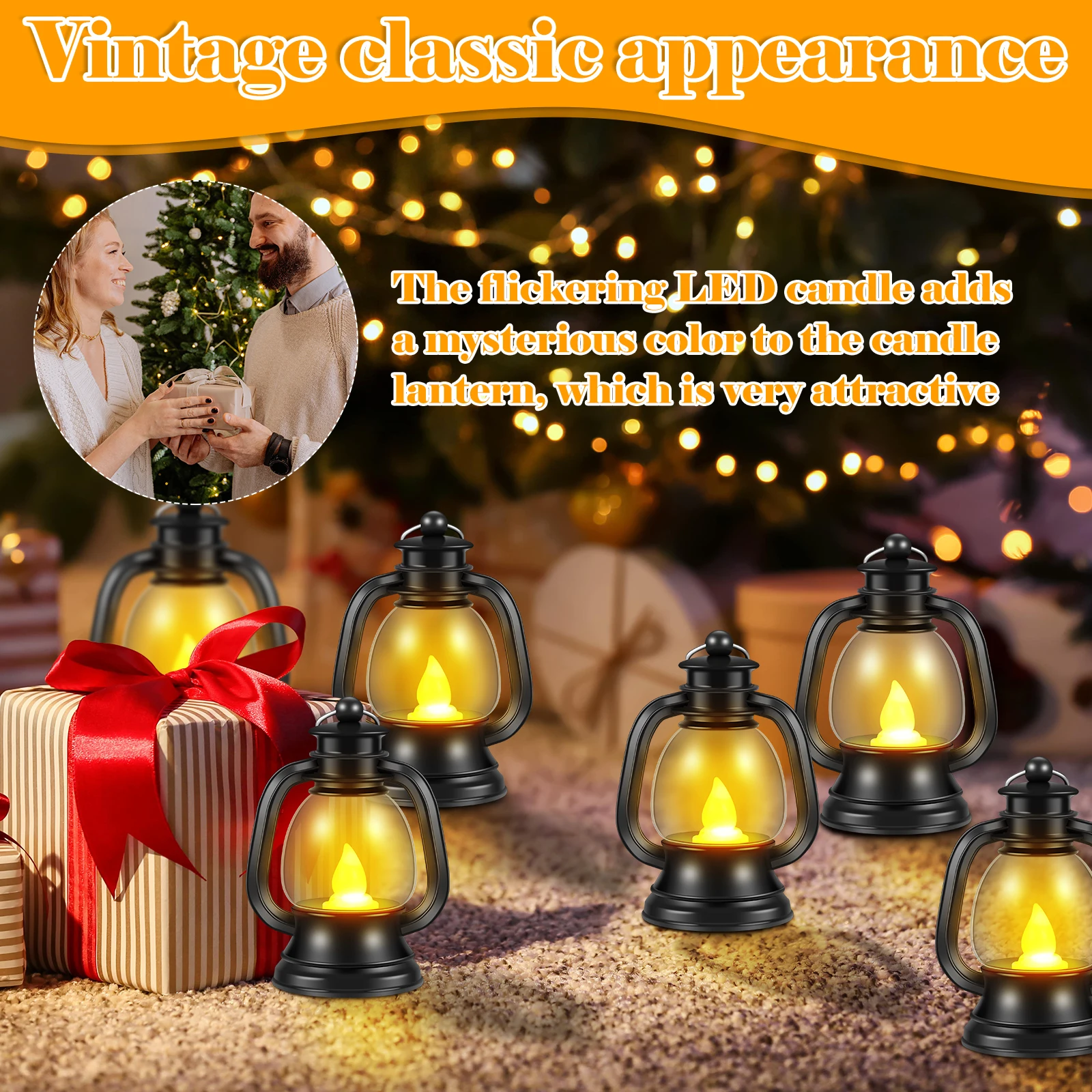 12 Pcs Vintage LED Candle Light Decoration Tea Light Candle Lantern Candle Holder Portable Mini Lantern Party Garden Decorations