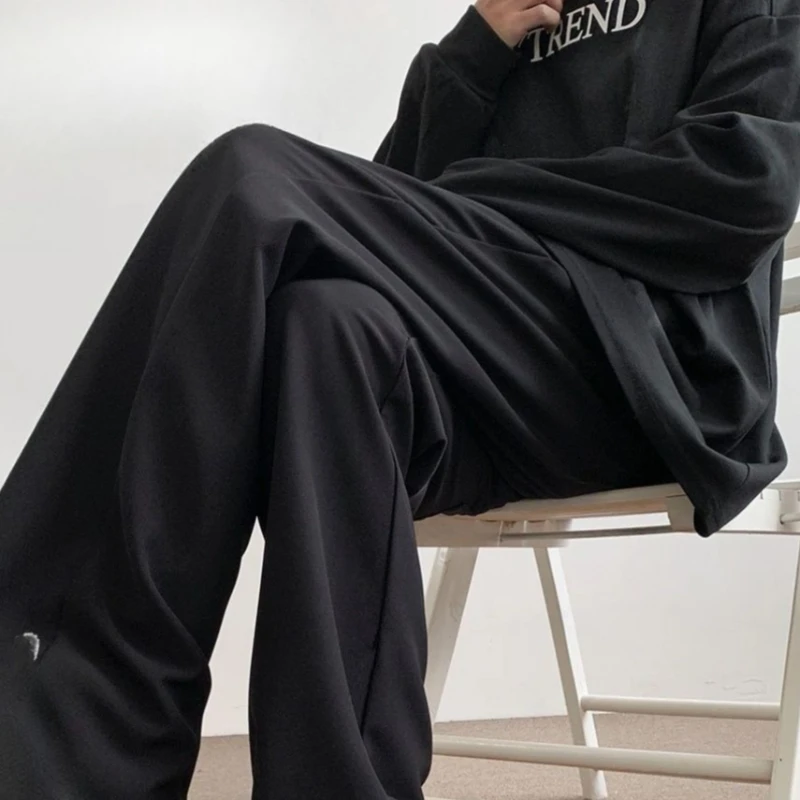 Men's 2026 Wide Leg Flare Dress Pants Loose Fit Draped Casual Trousers Vintage Vibe Floor Length Elegant Long Pants