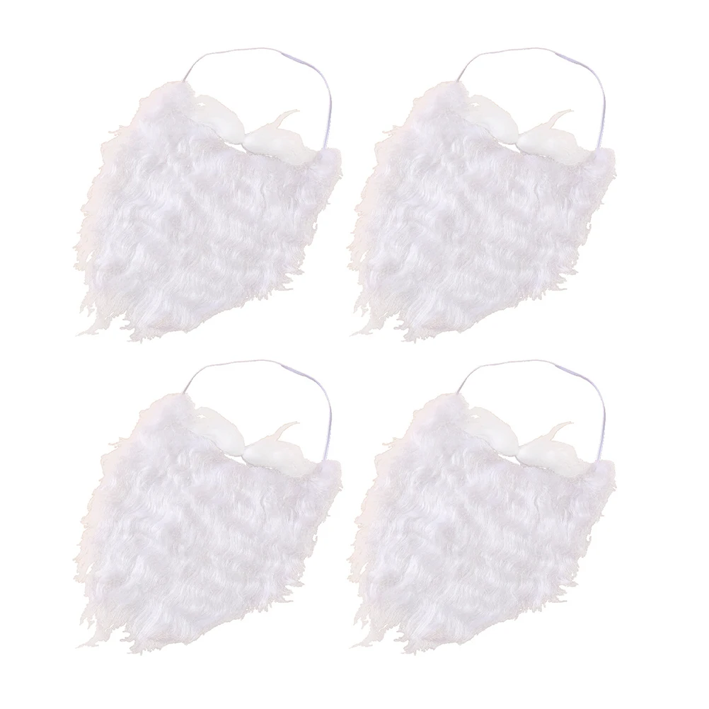 

4 pcs Christmas Santa Beard White Fake Adjustable For Adults Teens Cosplay Party Supplies Xmas Costume Festival