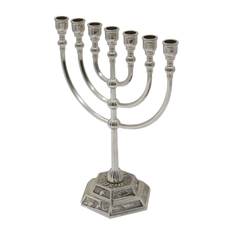 Holder Traditional Jewish Menorah 7 Branch Jerusalem Temple Holder Israel Centerpiece Decor Dropship