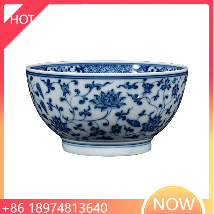 

Керамическая чайная чашка Jingdezhen Zhongshi Kiln премиум-класса с ручной росписью, сине-белым цветочным узором, фарфоровая чашка в подарочной коробке.