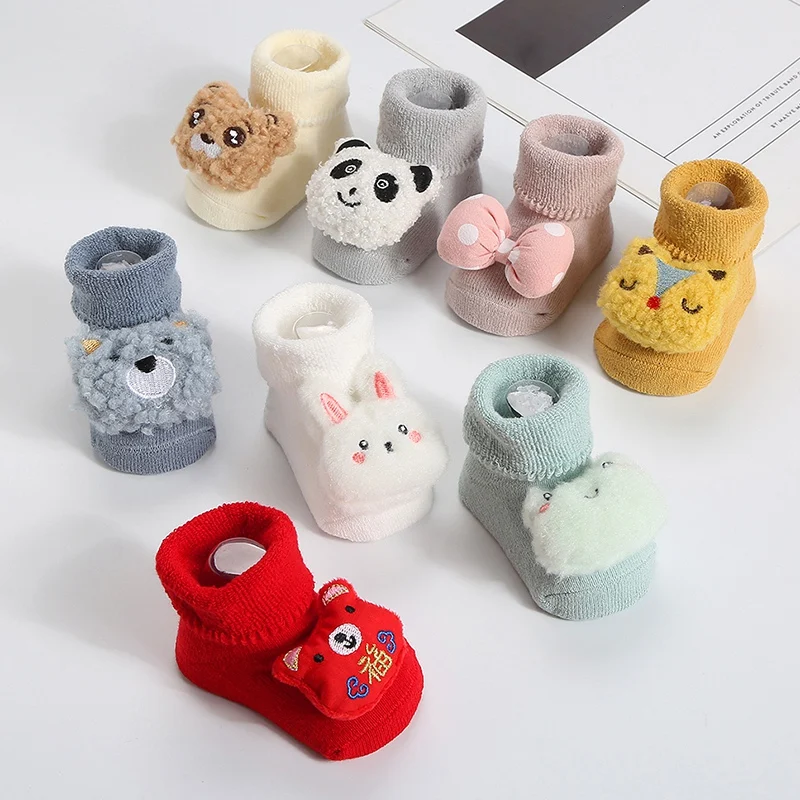 0-1Y Cute Newborn Baby Sock 3D Cartoon Animal Socks Spring Baby Soft Prewalker Cotton Sock For Girls Boys Infant Floor Socks Lot