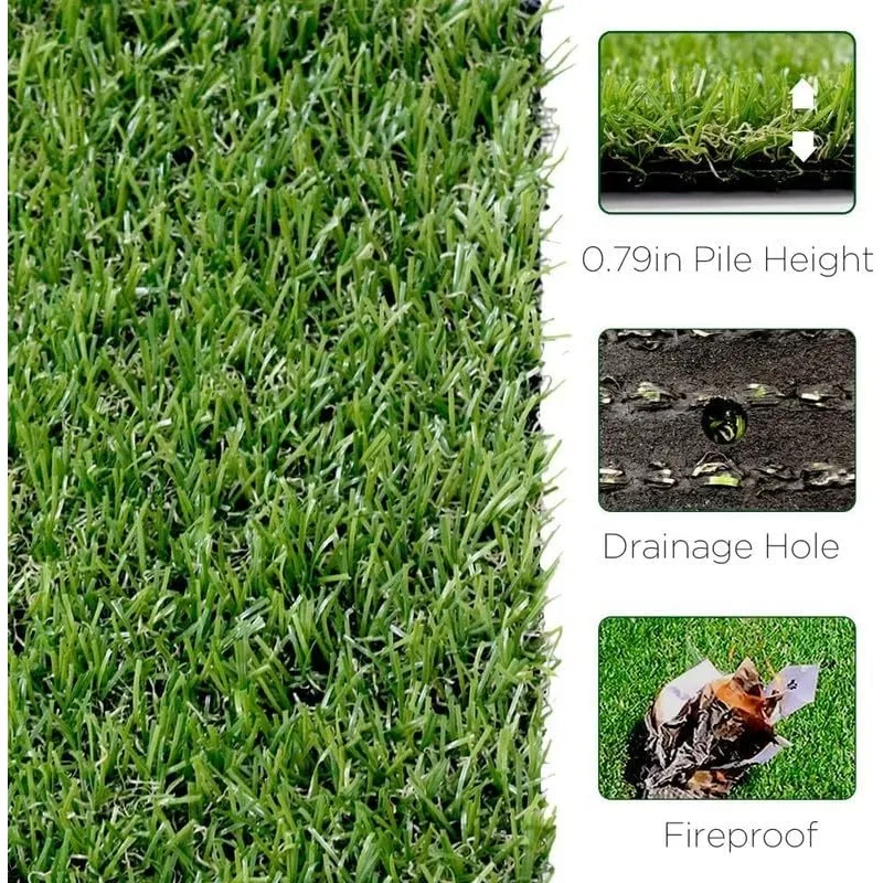 Petgrow 0.8inch Realistic Synthetic Artificial Grass Turf,Thick Faux Grass Indoor Outdoor Landscape Lawn Pet Dog Turf Carpet